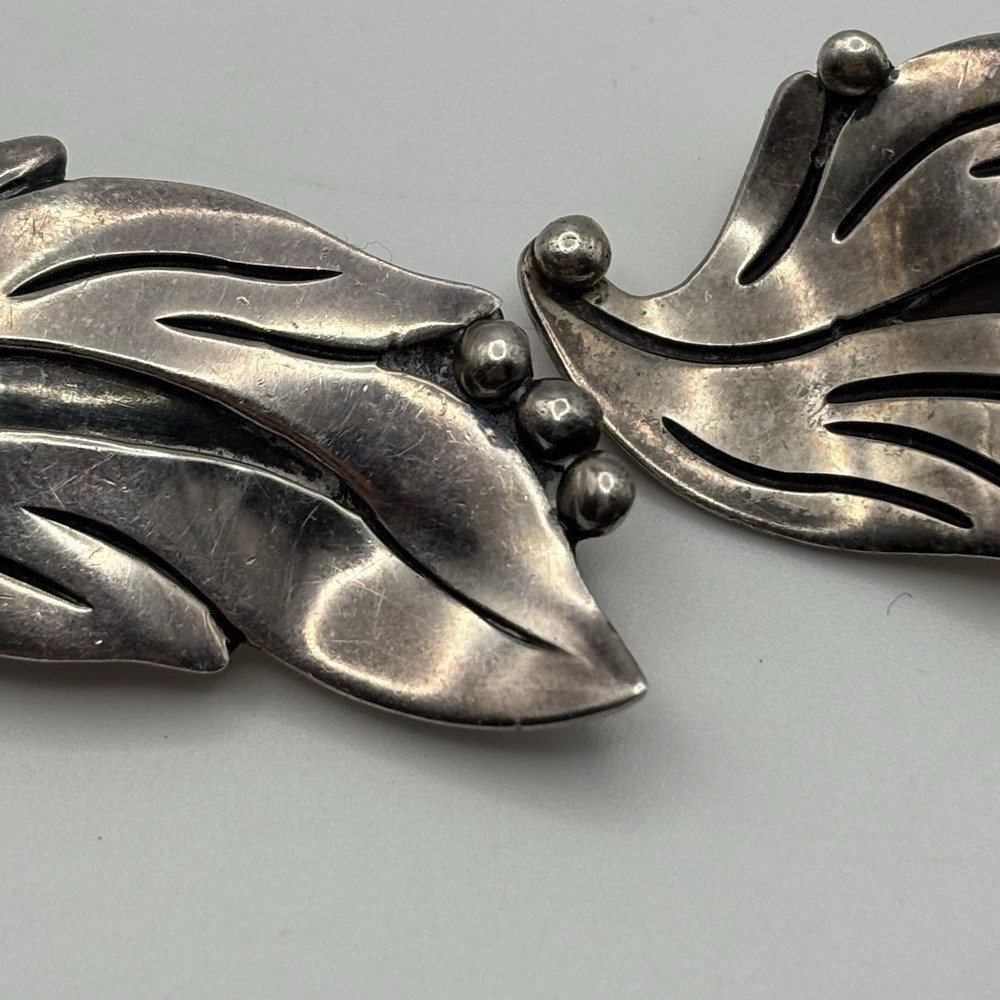 Vintage Tasco Designer Maricela Floral Leaf Sterling Silver Brooch Pin Set Of 2 - Picture 14 of 15